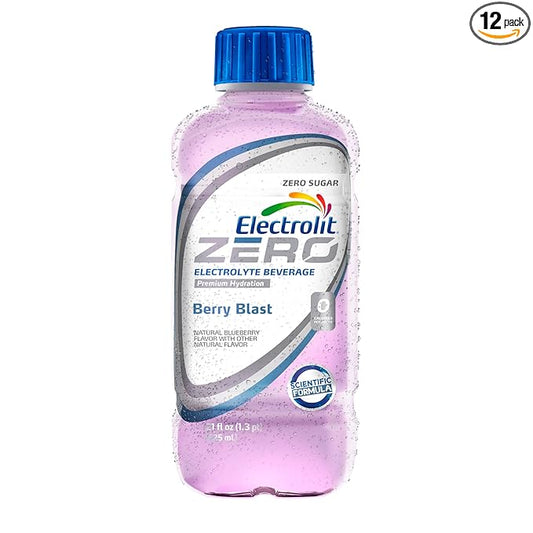 Electrolit Electrolyte Hydration & Recovery Drink, 21oz, ZERO Berry Blast, 12 Pack