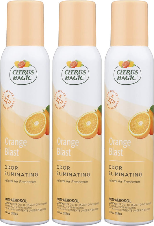 Citrus Magic Natural Odor Eliminator Air Freshener Spray for Home, Orange Blast, 3-Ounce, Pack of 3