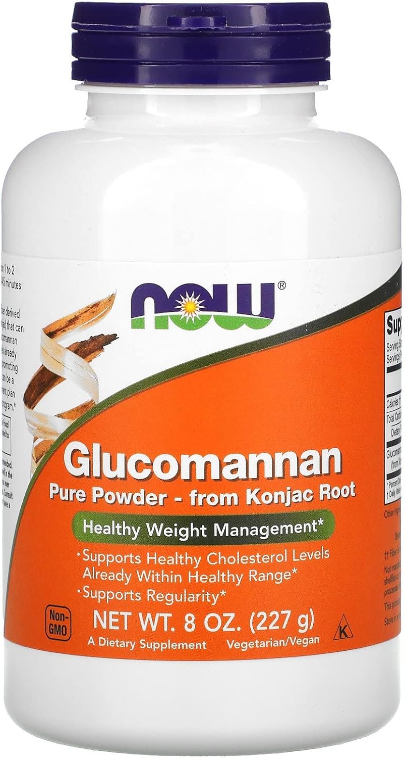 NOW Supplements, Glucomannan (Amorphophallus konjac) Pure Powder, Supports Regularity*, Healthy Weight Management*, 8 Ounce (Pack of 1)