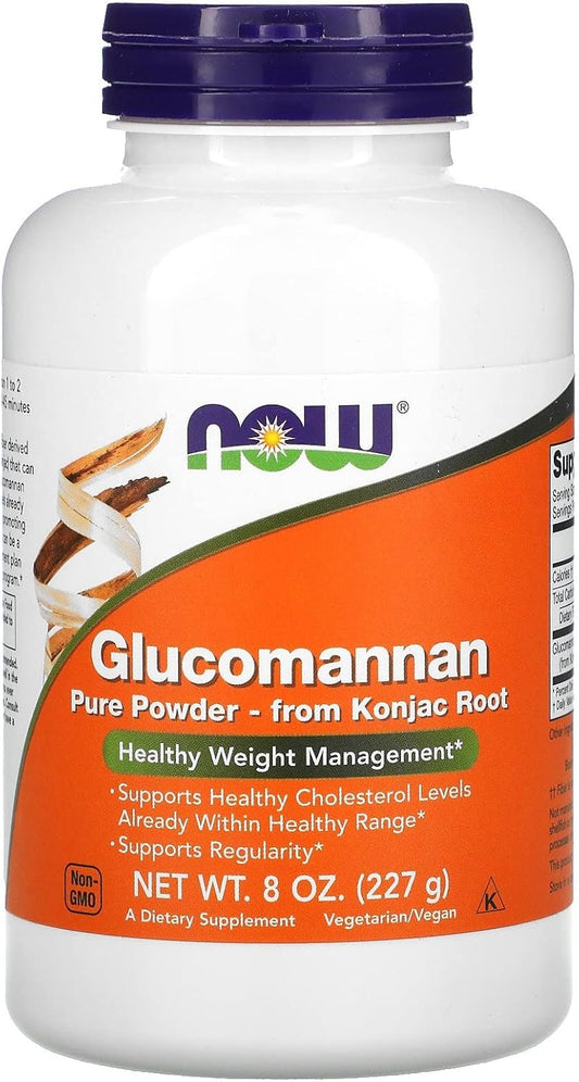 NOW Supplements, Glucomannan (Amorphophallus konjac) Pure Powder, Supports Regularity*, Healthy Weight Management*, 8 Ounce (Pack of 1)