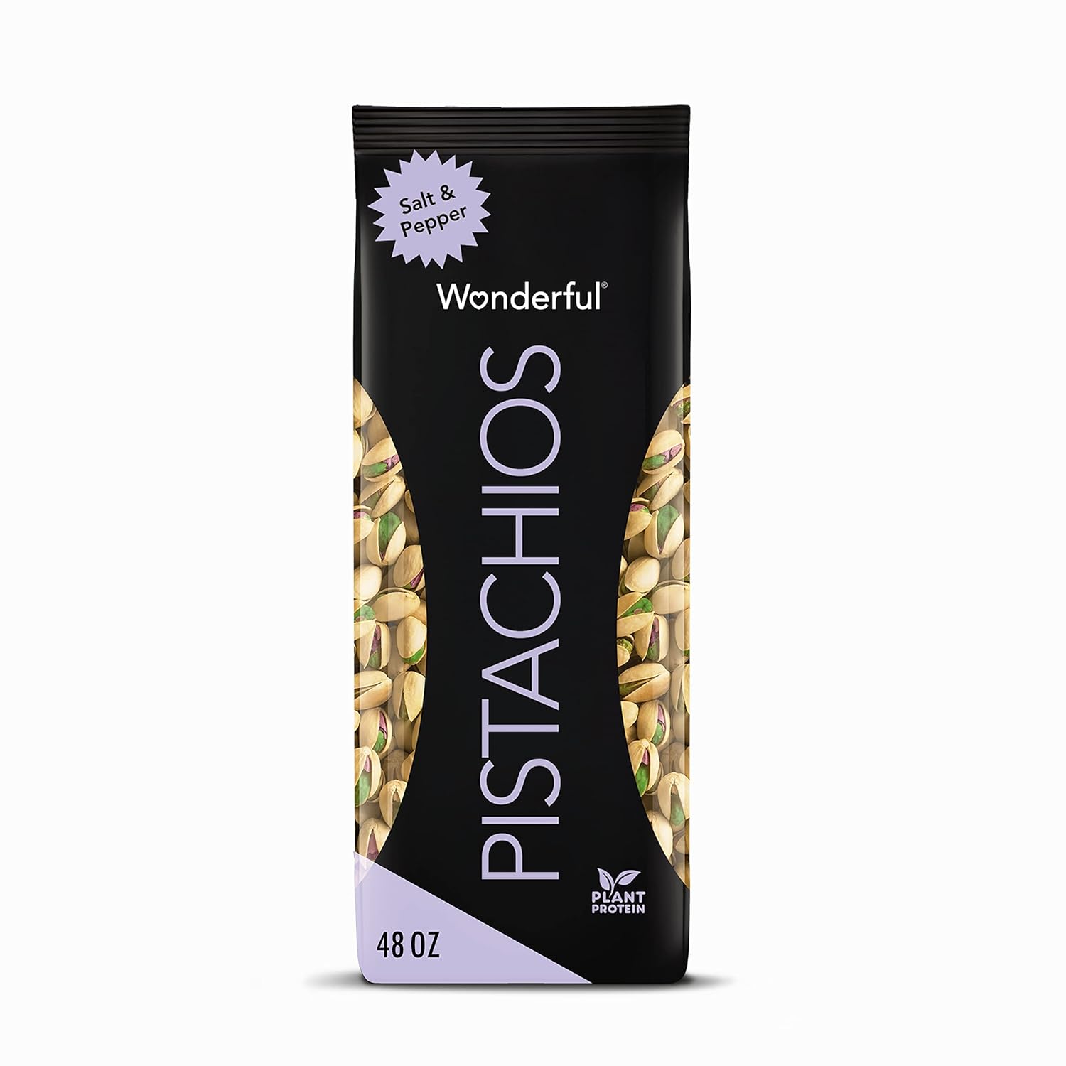 Wonderful Pistachios In Shell, Salt & Pepper, 48 Ounce Resealable Bag, Healthy Snack, Protein Snack, Pantry Staple (48 oz)