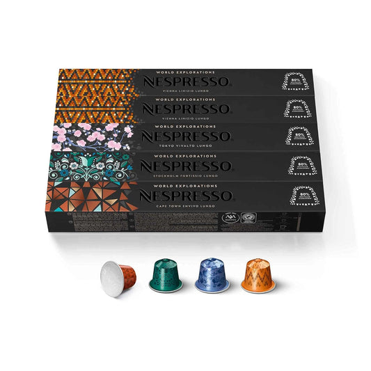 Nespresso Capsules OriginalLine, Morning Lungo Blends Variety Pack, Mild, Medium, and Dark Roast Coffee, 50 Count Espresso Coffee Pods, Brews 3.7 Ounce...