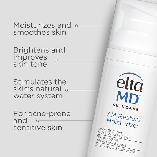 ELTA MD Face Lotion Face Brightens,Evens Skin Tone Lotion Bottle Acne Pronesensitive Niacinamide,Willow Bark Extract