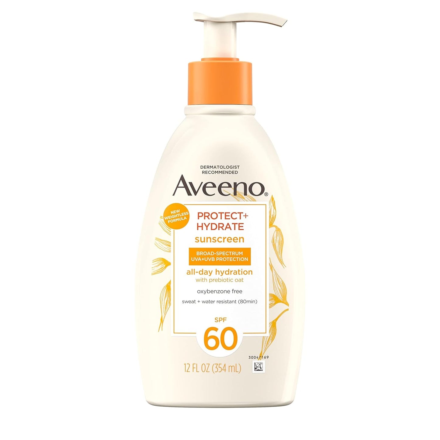 Aveeno Protect + Hydrate Moisturizing Body Sunscreen Lotion with Broad Spectrum SPF 60 & Prebiotic Oat, Weightless, Paraben-Free, Oil-Free &...