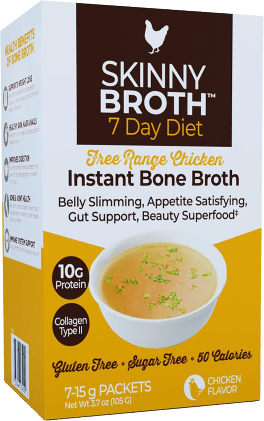 7-Day Plan, Instant Bone Broth, Chicken Broth, Bone Broth Protein Powder, Supports Weight Management, Promotes Better Digestion, Bone and Joint Health, 7 Day Plan, 7 Count