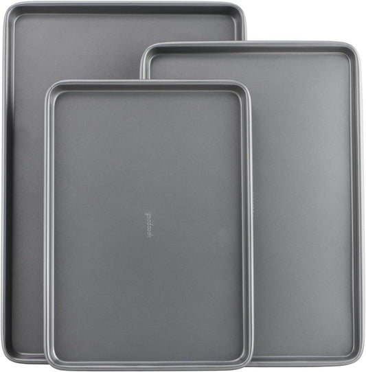Goodcook Nonstick Steel 3-Piece Cookie Sheet Set