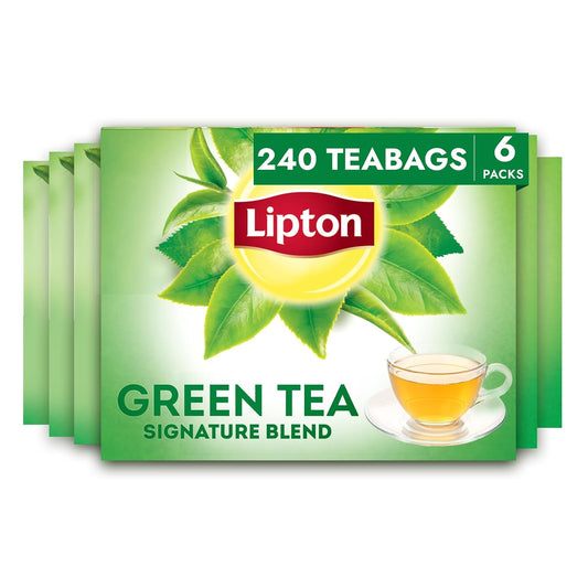 Lipton Signature Blend Green Tea Bags, Unsweetened Teabags for Hot Tea or Iced Tea with Caffeine and Flavonoids, 240 Total Tea Bags (40ct - Pack of 6)