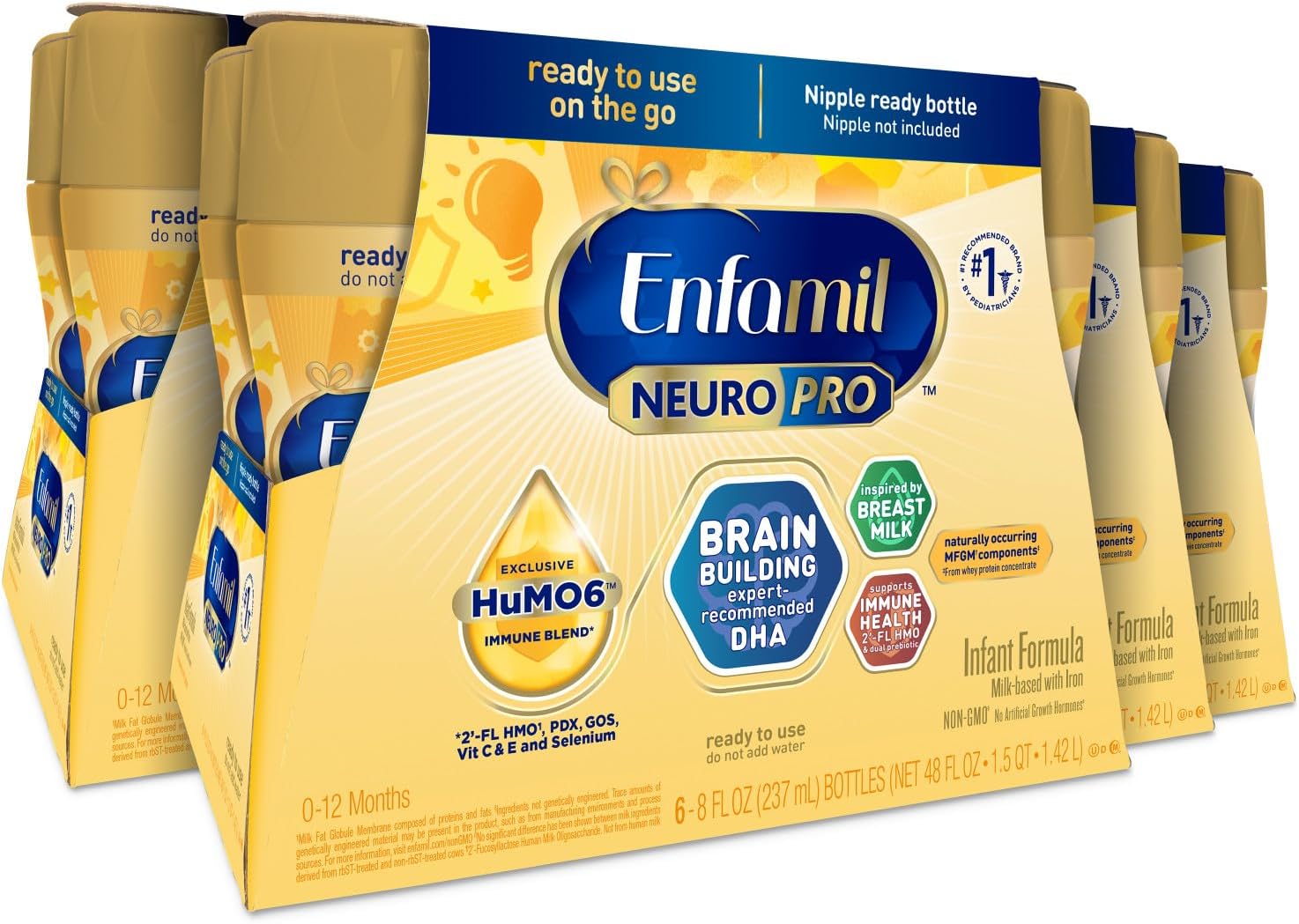 Enfamil NeuroPro Baby Formula, MFGM* 5-Year Benefit, Expert-Recommended Brain-Building Omega-3 DHA, Exclusive Immune Supporting HuMO6 Blend, Ready-to-Feed...