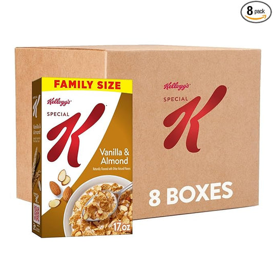 Kellogg's Special K Vanilla and Almond Breakfast Cereal, Good Source of Fiber, Family Size, 17 oz