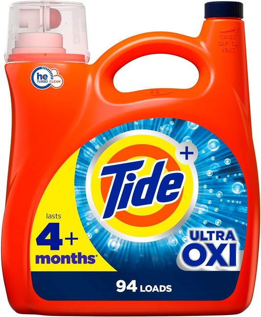 Tide Ultra Oxi Liquid Laundry Detergent HE Compatible, 94 Loads, 132 fl oz