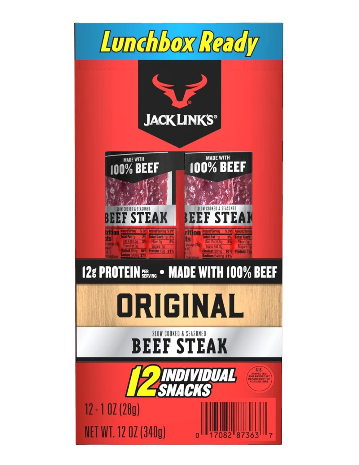 Jack Links Premium Cuts Beef Steak, Original, Strips -Great Protein Snack with 11g of Protein and 1g of Carbs Per Serving, Made with Beef, 1 Ounce (Pack of 12)