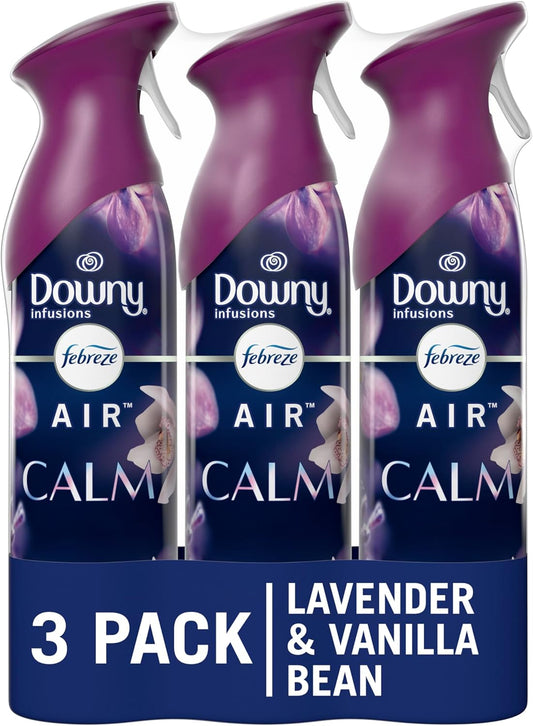 "Febreze Air Mist Odor-Fighting Air Freshener Downy Calm, 8.8 oz. Aerosol Can, 3 pack 
"