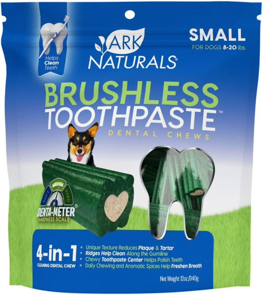 Ark Naturals Brushless Toothpaste, Dog Dental Chews for Small Breeds, Freshens Breath, Helps Reduce Plaque & Tartar, 12oz, 1 Pack
