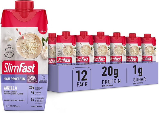 SlimFast Protein Shake, Vanilla- 20g Protein, Meal Replacement Shake Ready to Drink, High Protein with Low Carb and Low Sugar, 24 Vitamins and Minerals, 11...