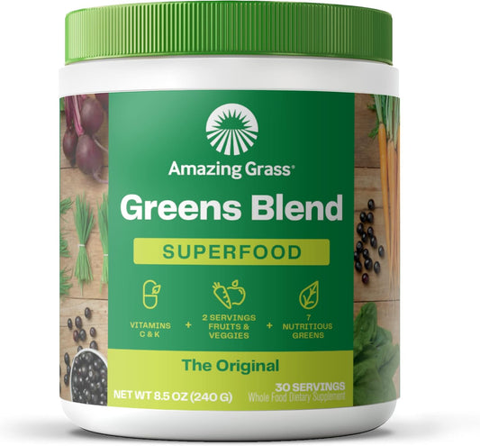Amazing Grass Greens Superfood Powder: Greens Powder with Digestive Enzymes & Probiotics, Organic Spirulina, Chlorella, and Beet Root Powder, Original,...
