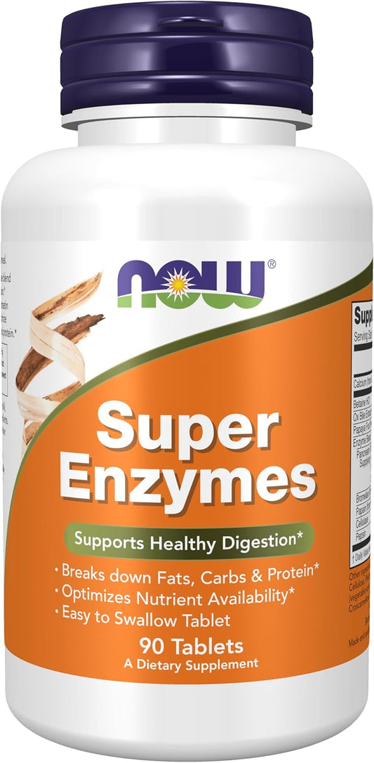 NOW Supplements, Super Enzymes, Formulated with Bromelain, Ox Bile, Pancreatin and Papain, Super Enzymes, 90 Tablets