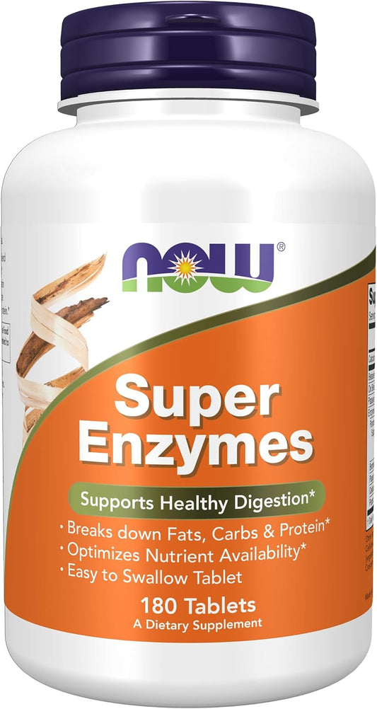 NOW Supplements, Super Enzymes, Formulated with Bromelain, Ox Bile, Pancreatin and Papain, 180 Tablets