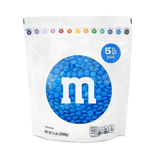 M&MÕS WORLD Blue Candy Bulk - Milk Chocolate Candy, 5 lbs Resealable Pack for Graduation, Wedding, 4th of July, Birthdays, Party Favors, Boy Baby Showers, Gender Reveal Ideas, Easter and more