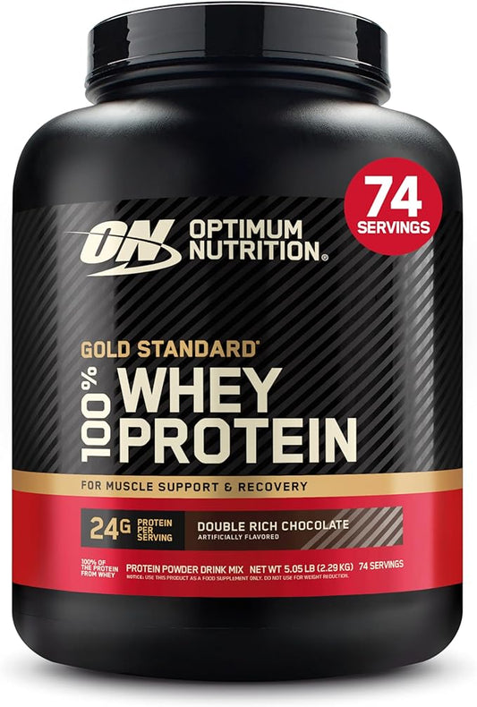 Optimum Nutrition Gold Standard 100% Whey Protein Powder, Double Rich Chocolate, 5 Pound (Packaging May Vary)