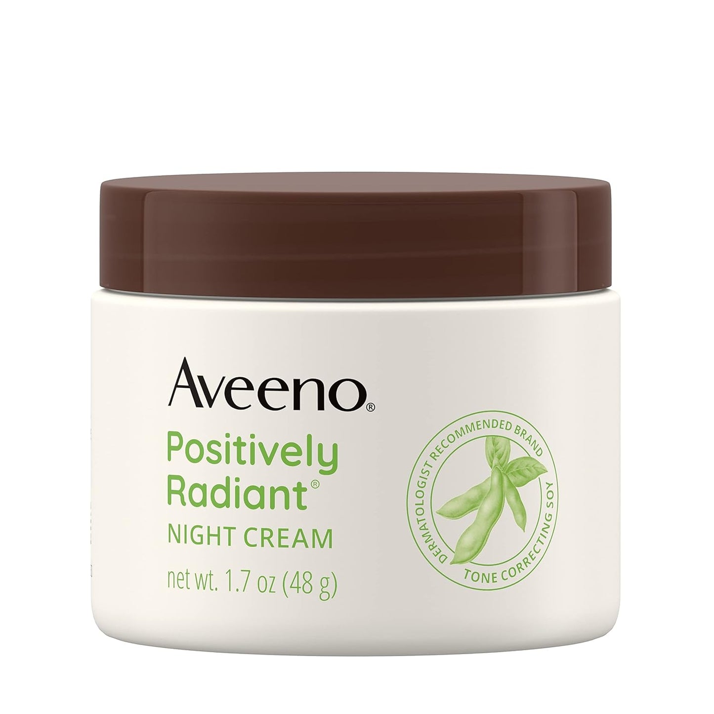 Aveeno Positively Radiant Moisturizing Face & Neck Night Cream with Tone Correcting Soy & Niacinamide, Night Cream Targets Dull Skin & Evens.