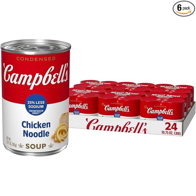 CampbellÕs Condensed 25% Less Sodium Chicken Noodle Soup, 10.75 oz Can (24 Pack)