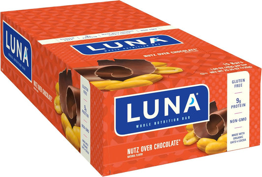 LUNA Bar - Nutz Over Chocolate Flavor - Gluten-Free - Non-GMO - 7-9g Protein - Made with Organic Oats - Low Glycemic - Whole Nutrition Snack Bars - 1.69 oz....