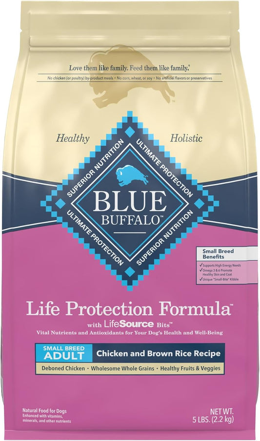 Blue Buffalo Life Protection Formula Natural Adult Small Breed Dry Dog Food, Chicken and Brown Rice 5-lb Trial Size Bag