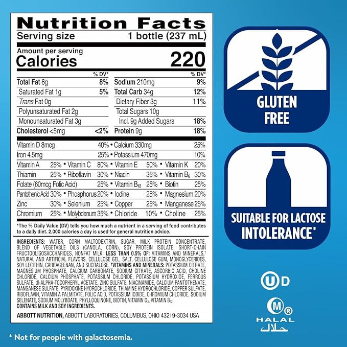 Ensure Original Vanilla Nutrition Shake with Fiber| Meal Replacement Shake | Ready To Drink | 9g Protein, 27 Vitamins and Minerals | 8 fl oz - 24 Pack