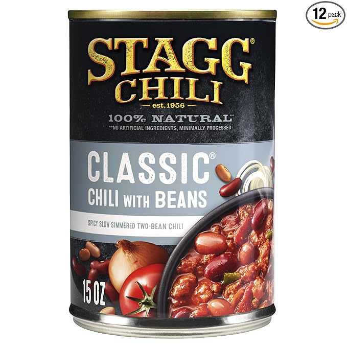 STAGG Classic Chili With Beans, Canned Chili, 15 oz, Pack of 12