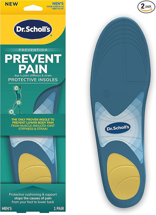 Dr. Scholl's Prevent Pain Protective Insoles, Protect Against Foot, Knee, Lower Back Pain, Promote Foot Health & Wellness, Trim to Fit Insert, Men Shoe Size 8-14, 1 Pair