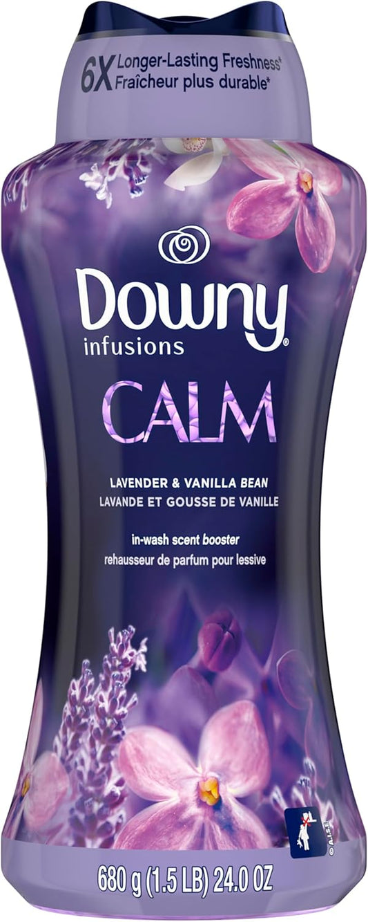 Downy Infusions In-Wash Laundry Scent Booster Beads, CALM, Soothing Lavender and Vanilla Bean, 24 oz