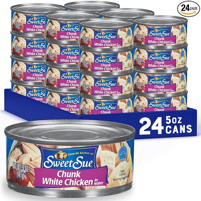 Sweet Sue Chunk White Chicken in Water, 5 oz Can (Pack of 24) - 11g Protein per Serving - Gluten Free, Keto Friendly - Great for Snack, Lunch or Dinner Recipes