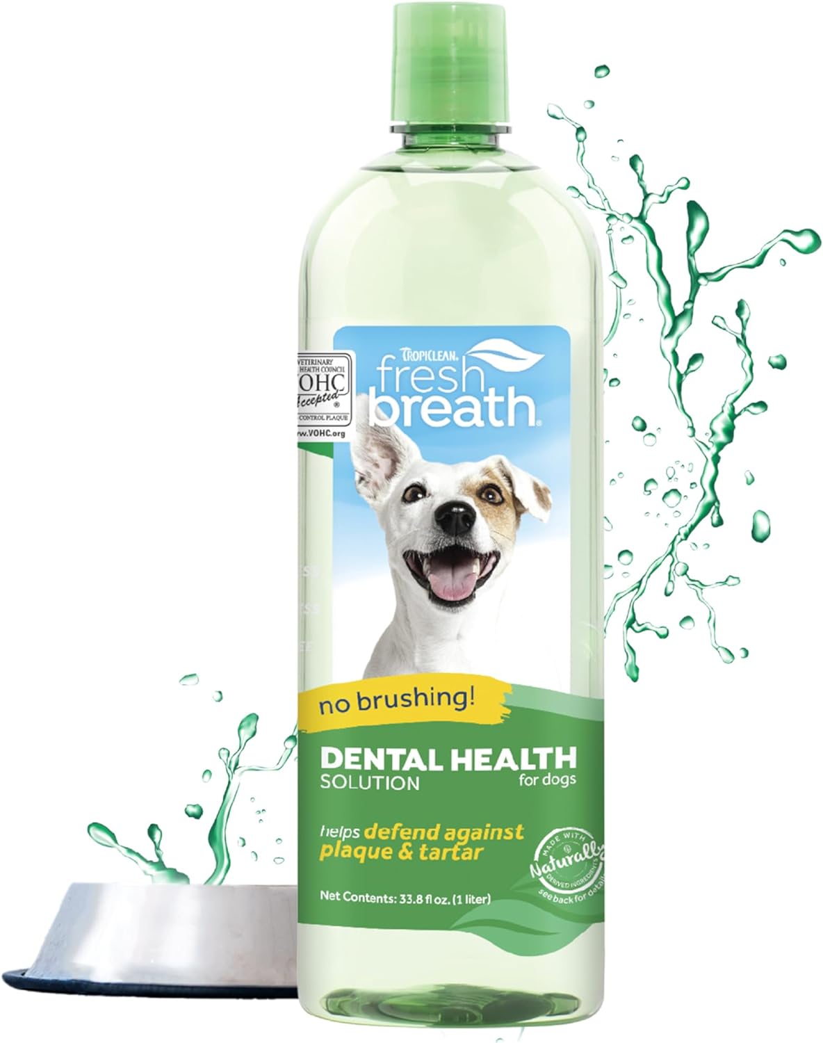 TropiClean Fresh Breath Original | Dog Oral Care Water Additive | Dog Breath Freshener Additive for Dental Health | VOHC Certified | Made in the USA | 33.8 oz.