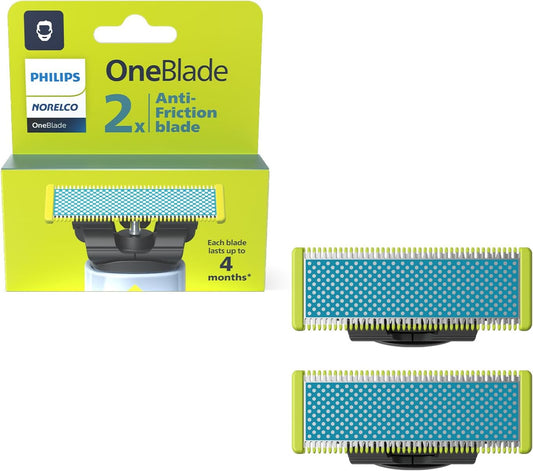 Philips Norelco Genuine OneBlade Anti-Friction Replacement Blades, 2 Count, QP225/80