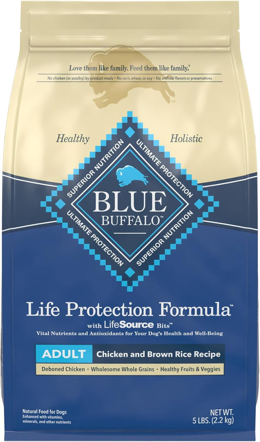 Blue Buffalo Life Protection Formula Natural Adult Dry Dog Food, Chicken and Brown Rice 5-lb Trial Size Bag