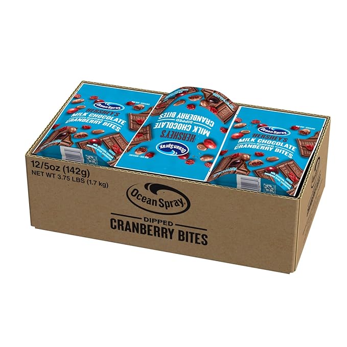 Ocean Spray HERSHEYÕS Milk Chocolate Dipped Cranberry Bites, Chocolate Covered Dried Cranberries, 5 Oz Pouch (Pack of 12)