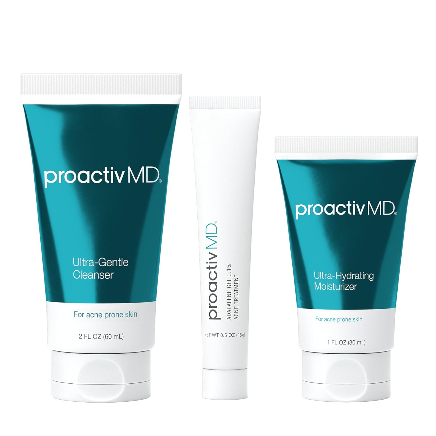 ProactivMD Adapalene Gel Acne Kit - with Adapalene Gel Acne Treatment, Green Tea Face Cleanser, and Moisturizer with Hyaluronic Acid- 30 Day Kit
