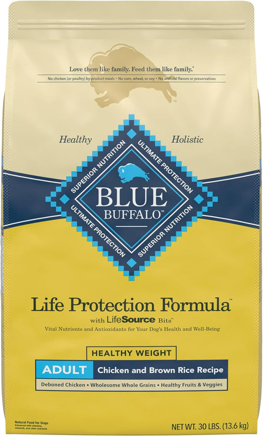 Blue Buffalo Life Protection Formula Natural Adult Healthy Weight Dry Dog Food, Chicken and Brown Rice 30-lb