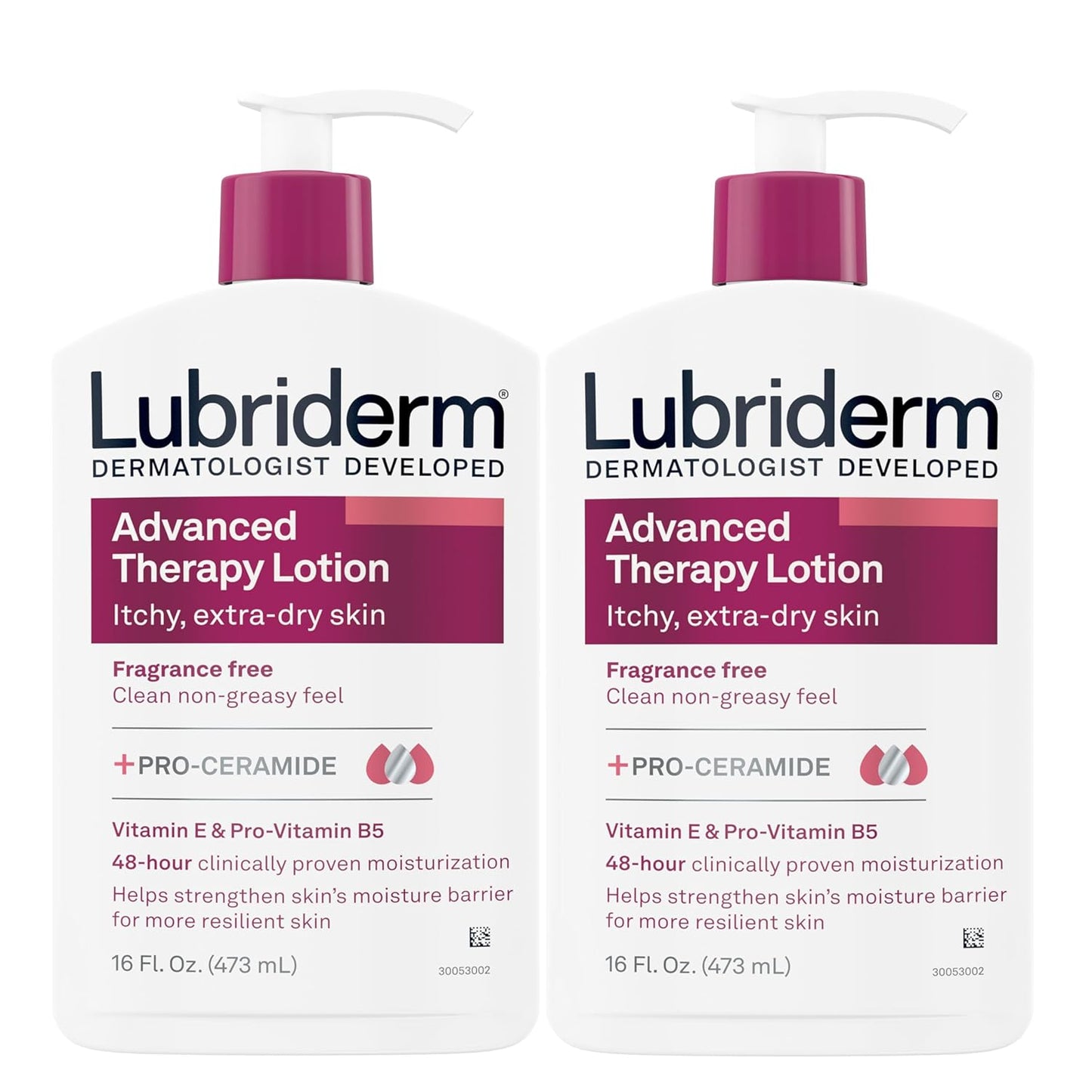 Lubriderm Advanced Therapy Fragrance Free Moisturizing Hand & Body Lotion + Pro-Ceramide with Vitamins E & Pro-Vitamin B5, Intense Hydration for...
