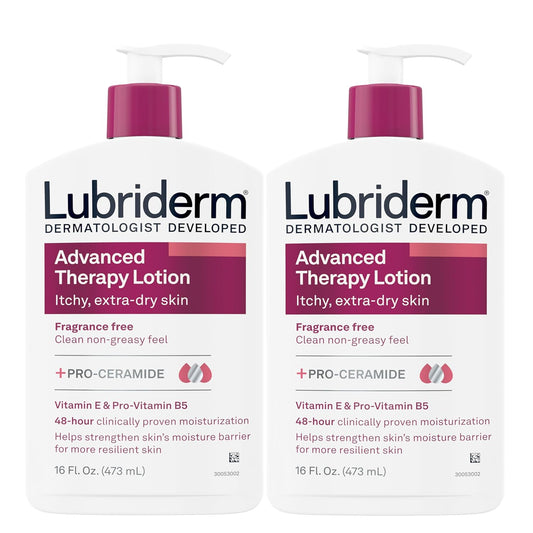 Lubriderm Advanced Therapy Fragrance Free Moisturizing Hand & Body Lotion + Pro-Ceramide with Vitamins E & Pro-Vitamin B5, Intense Hydration for...