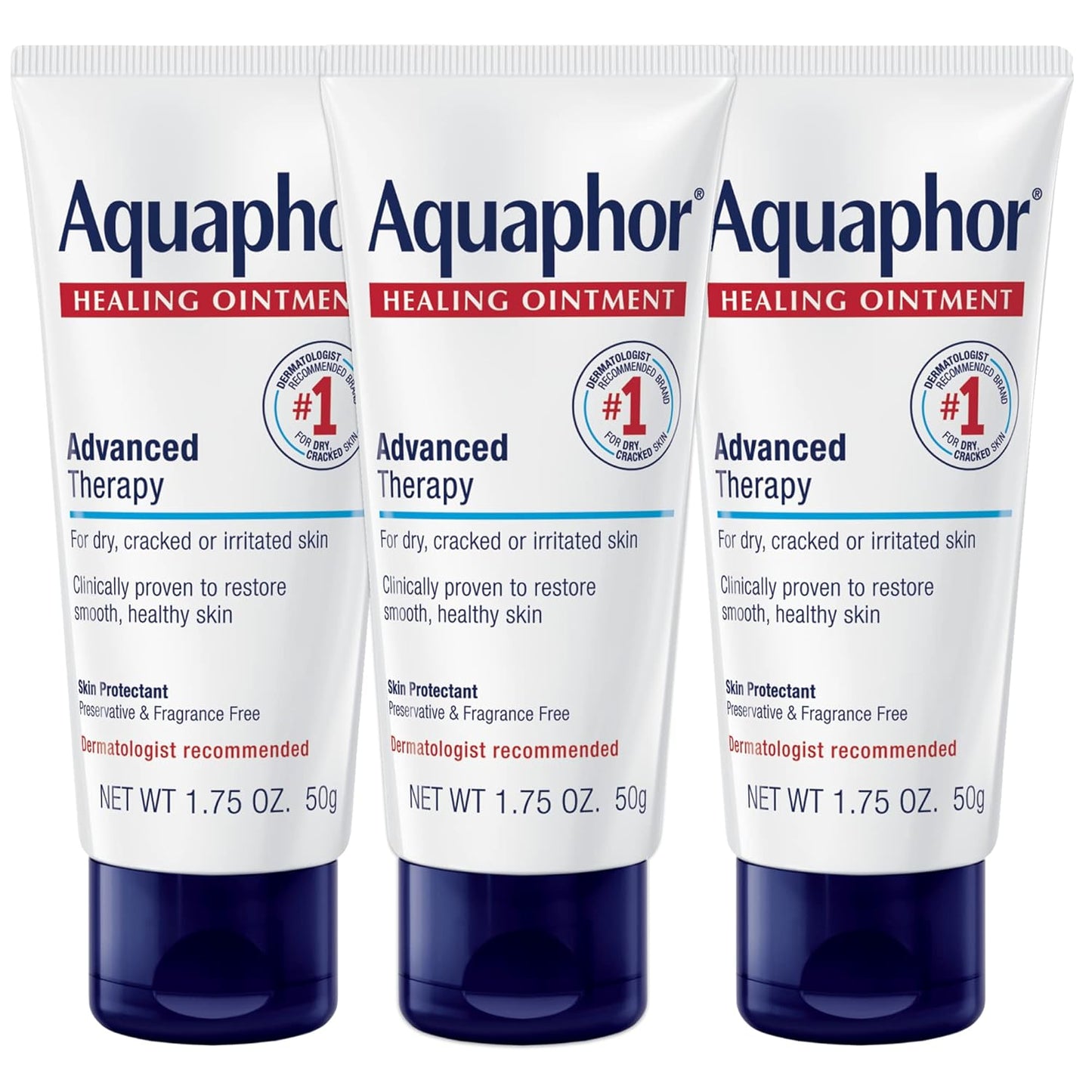 Aquaphor Healing Ointment - Travel Size Protectant for Cracked Skin -Dry Hands, Heels, Elbows, Lips, Packaging May Vary, 1.75 Ounce (Pack of 3)
