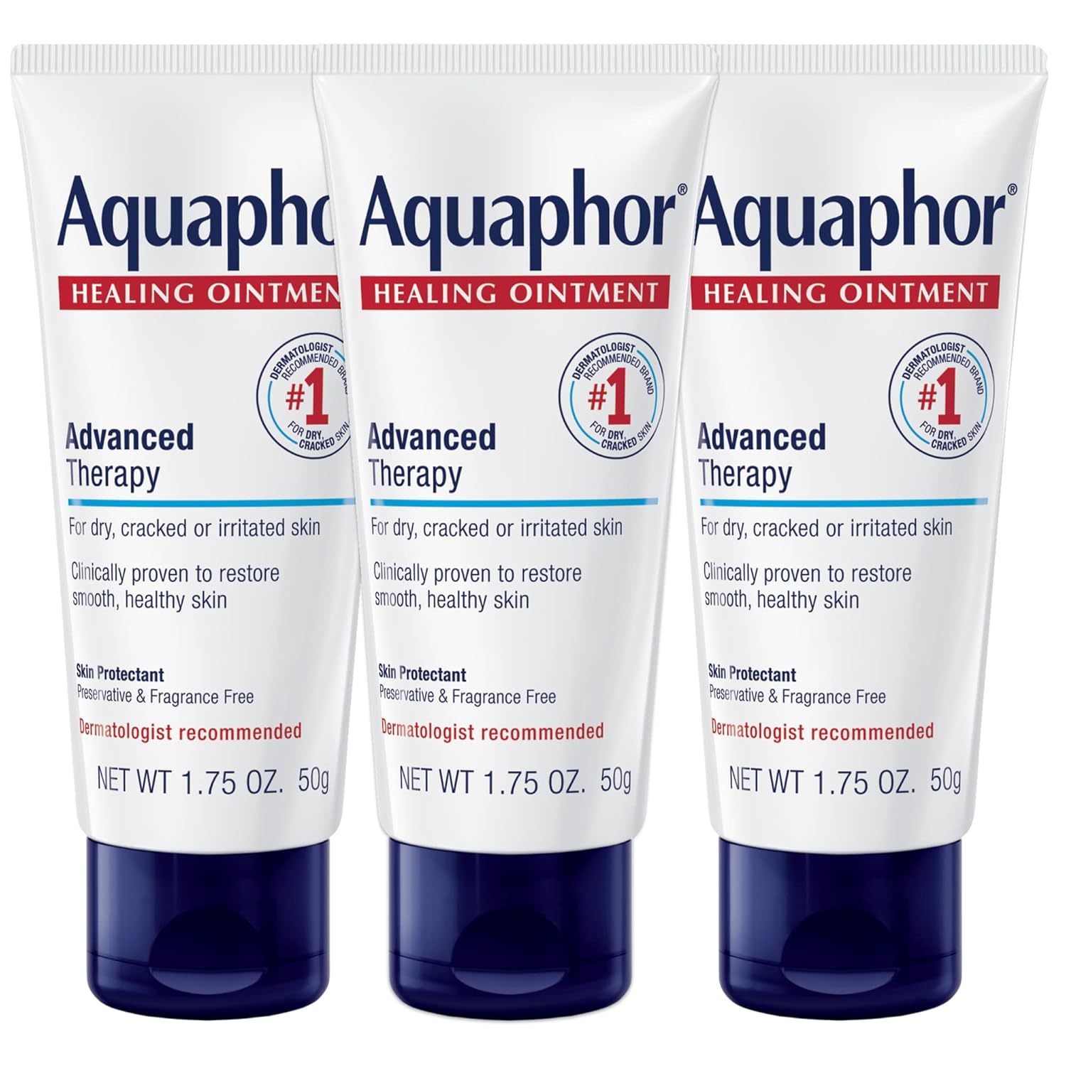 Aquaphor Healing Ointment - Travel Size Protectant for Cracked Skin -Dry Hands, Heels, Elbows, Lips, Packaging May Vary, 1.75 Ounce (Pack of 3)
