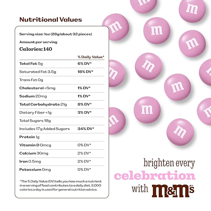 M&MÕS WORLD Pink Milk Chocolate Candy 2lb Resealable Pack for Party Favors Decor Baby Shower Gender Reveal Valentines Day and Dessert Tables