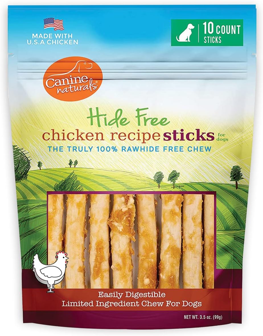 Canine Naturals Chicken Recipe Chew - Rawhide Free Dog Treats - Made From USA Raised Chicken - All-Natural and Easily Digestible - 40 Count of 5 Inch Stick
