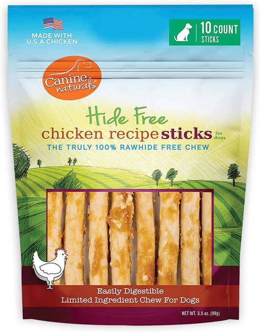 Canine Naturals Chicken Recipe Chew - Rawhide Free Dog Treats - Made From USA Raised Chicken - All-Natural and Easily Digestible - 40 Count of 5 Inch Stick