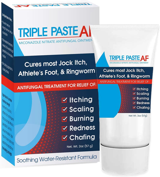 Triple Paste AF Anti Fungal Ointment for Skin Treats Most Jock Itch, Athletes Foot and Ringworm - 2% Miconazole Antifungal Cream - 2 Oz Tube (Packaging May...