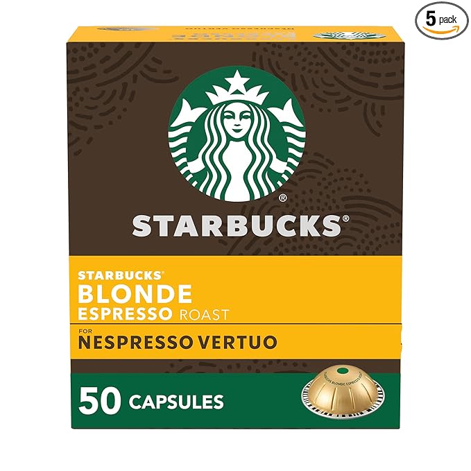 Starbucks by Nespresso Vertuo, Blonde Roast Espresso, 50-count Espresso Pods, Brews, 1.35 oz.