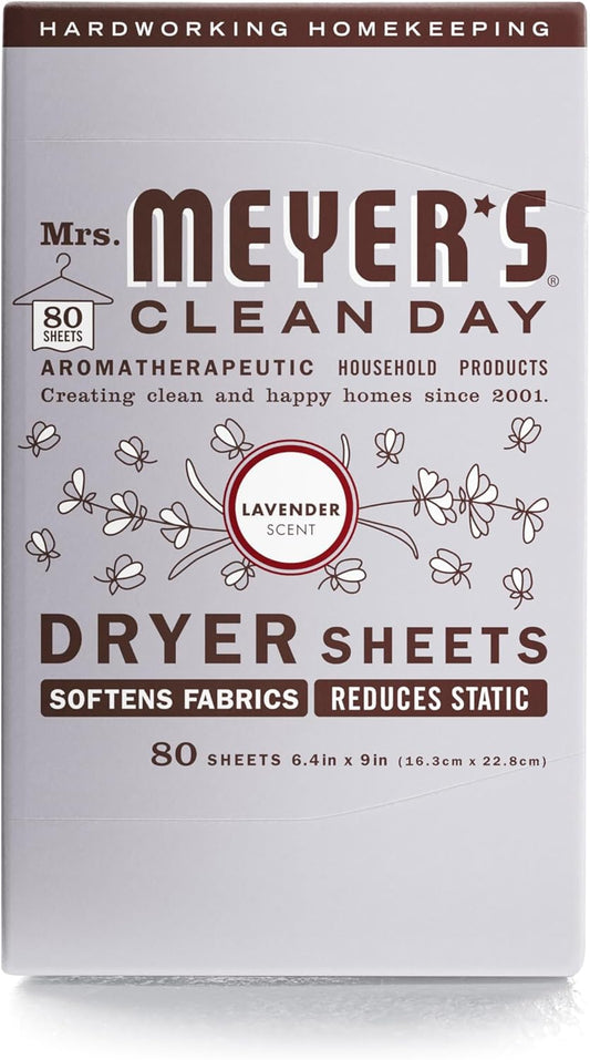 Mrs. Meyer's Clean Day Dryer Sheets, Lavender, 80 ct