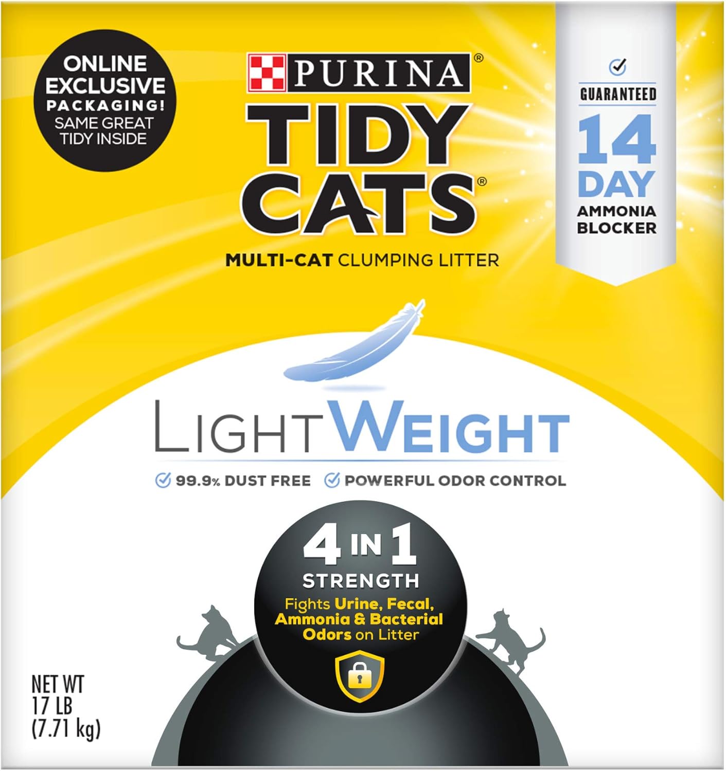 Purina Tidy Cats Multi Cat, Low Dust, Clumping Cat Litter, LightWeight 4-in-1 Strength - 17 lb. Box