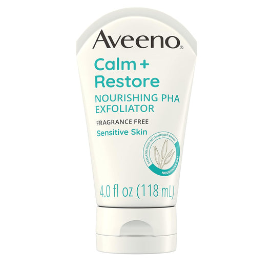 Aveeno Calm + Restore Nourishing PHA Facial Exfoliator Daily for Sensitive Skin, Fragrance-Free & Non-Abrasive Oat Formula to Gently Exfoliate &...